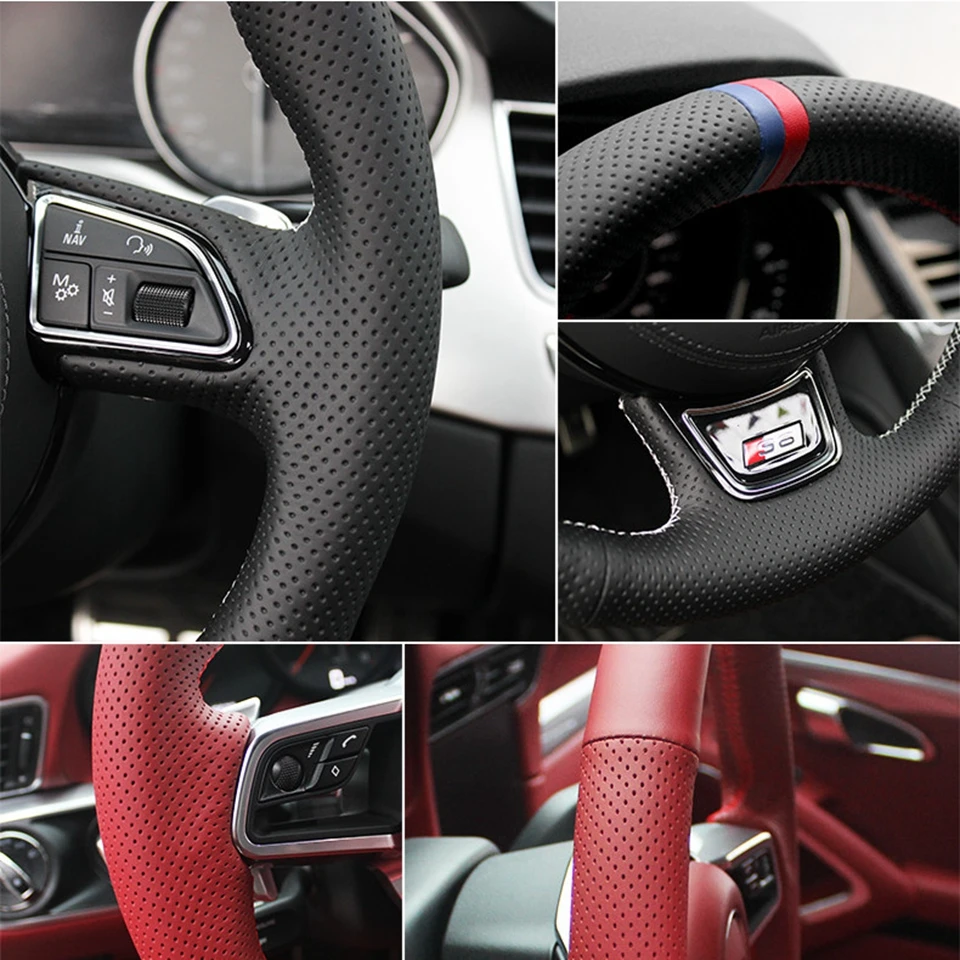 Capa de Volante Costurado à Mão para Chevrolet Preta Couro Artificial Macio Cruze 2009-2020 Aveo 2011-2020 Holden Cruze2010 14 Capas p direção
