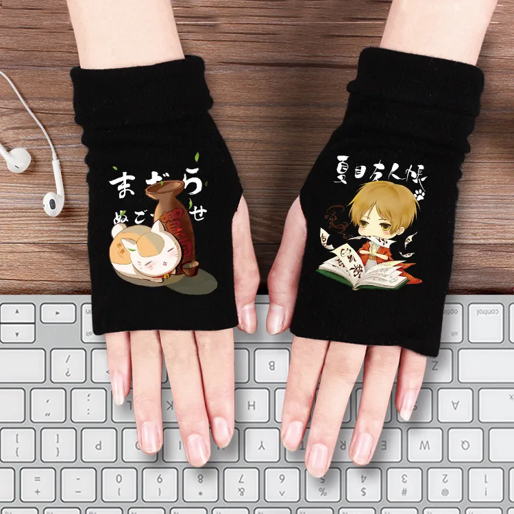 Мультфильм Аниме перчатки Lovelive My Hero Academy Токийский Гуль Natsume Yuujinchou Onmyoji Gintama зимние теплые Половина перчатки хлопок милые