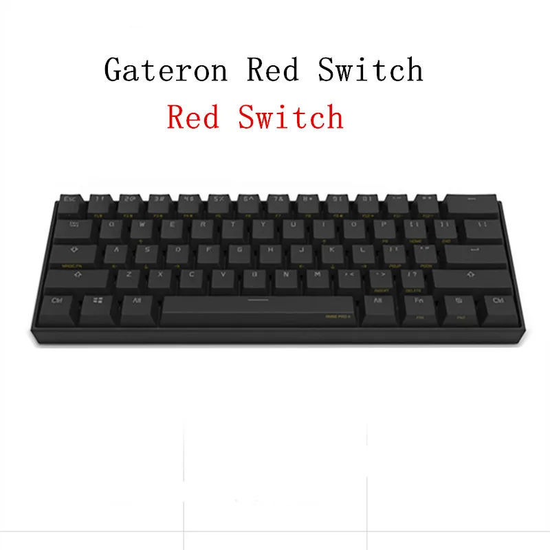 Anne Pro 2 Bluetooth 4,0 60% механическая клавиатура 61 клавиши беспроводной тип-c Проводная RGB подсветка мини игровая клавиатура переключатель gateron - Цвет: Red Switch Black