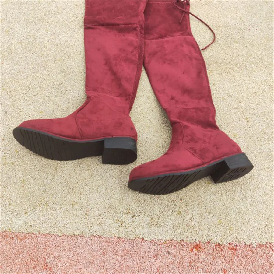 

shoes high heels botas over Overknee woman Elastic Flat Bottom Slope boots