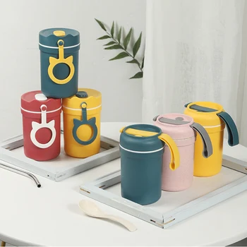

Portable Double Layer Lunch Box for Food Bento Box silicone Thermos Lunch Box Food Container Lunch Box Leakproof With Spoon