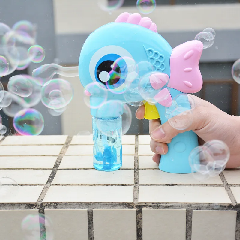 Открытый Электрический детский игрушки для детей мультфильм рыба мыло дуя пистолет для стрельбы мыльными пузырями машина устройство для мыльных пузырей
