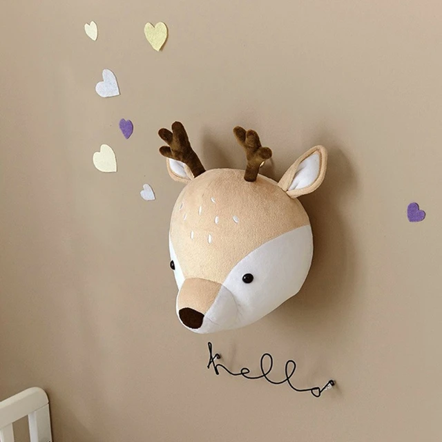 1Pc Kids Room Decoration 3D Animal Heads Wall Hanging Decor For Children Room Nursery Room Decoration Soft Install 4