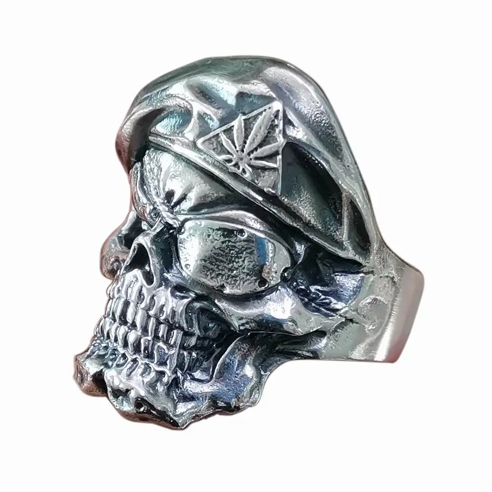 925 Sterling Silver Pirate Skull Ring Mens Biker Rock Punk Ring TA174