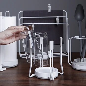 

Removable Plastic Glass Cup Rack Water Mug Draining Drying Organizer Drain Holder Stand 4 Cups Home Kitchen Supplie