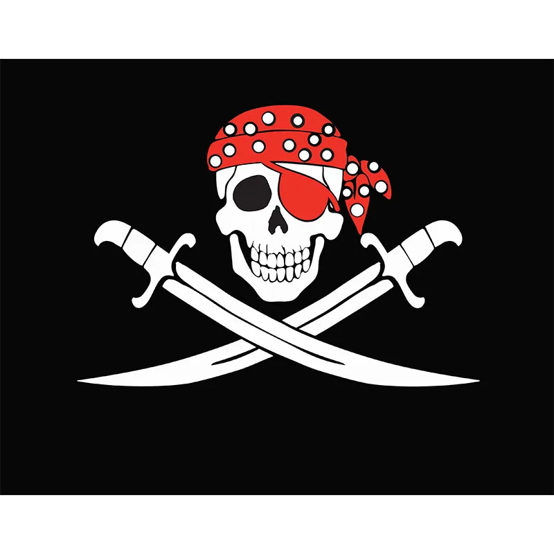 

johnin hanging 90*150cm jolly roger red hat Halloween pirate Skull bone Flag For Decoration