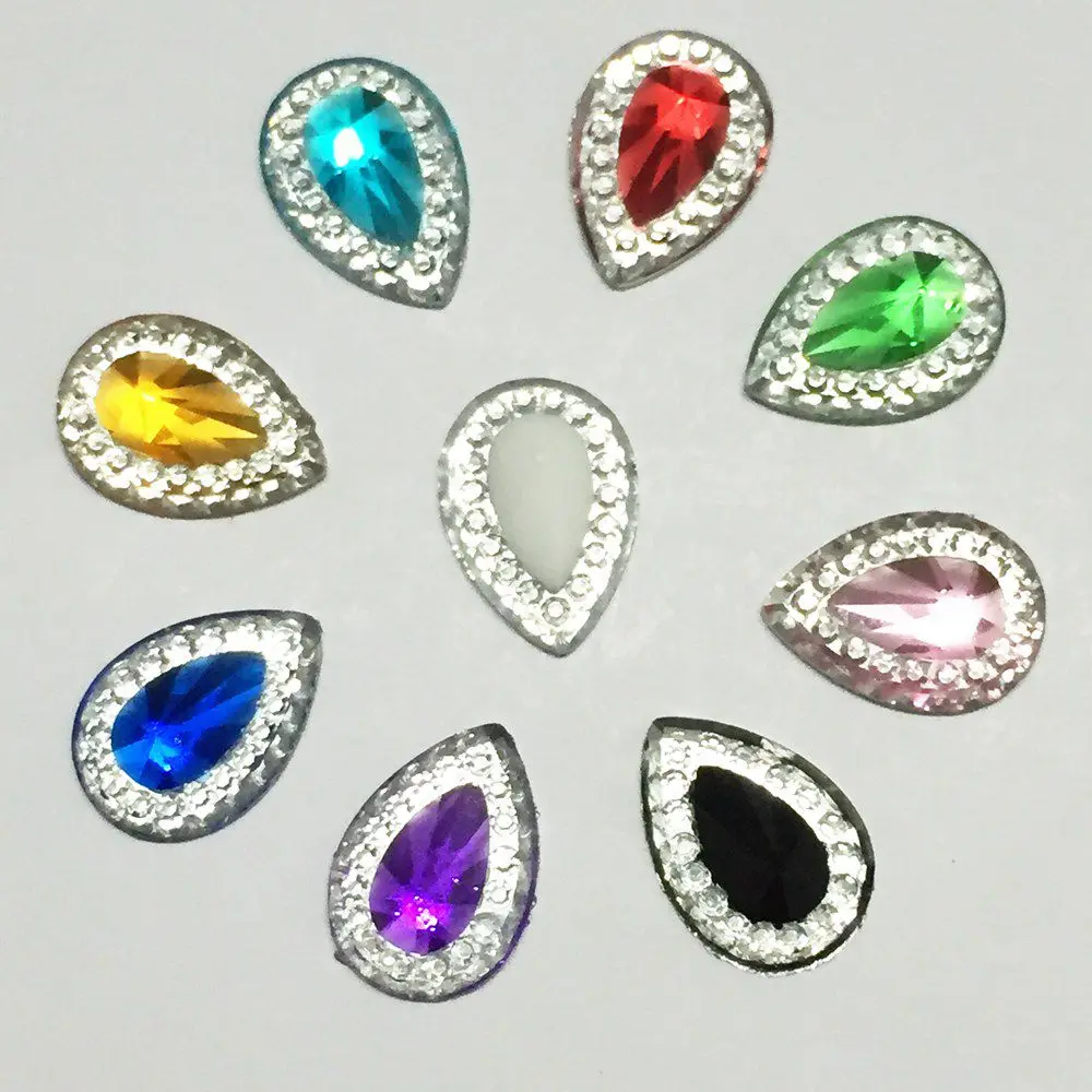 

New 40pcs 10*14mm AB Resin shiny teardrop Flatback rhinestone Scrapbook DIY Wedding ornaments buttons crafts PD93