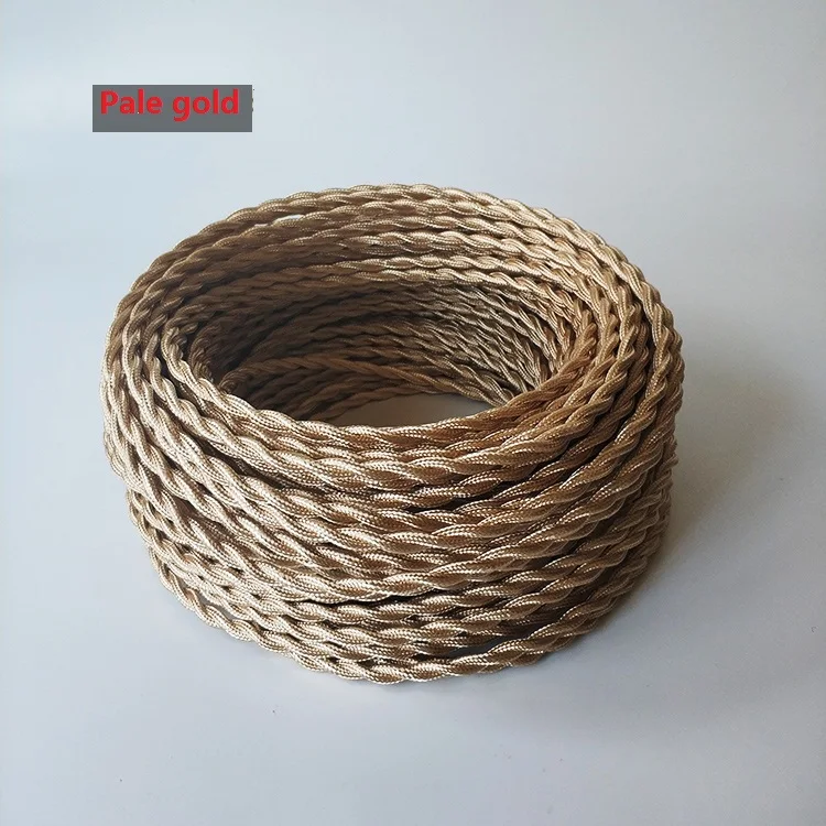 

brown 2/5 Meters 2 Core Electrical Rope Wire Vintage Antique Braided Twisted Fabric Lighting Cable Woven Silk Flexible Cord