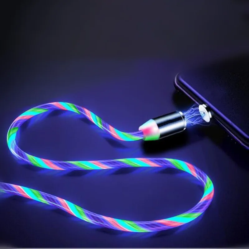 3 в 1 Магнитный течёт светильник светодиодный для iPhone Micro USB кабель type-c зарядка магнит зарядное устройство провода Тип C кабели