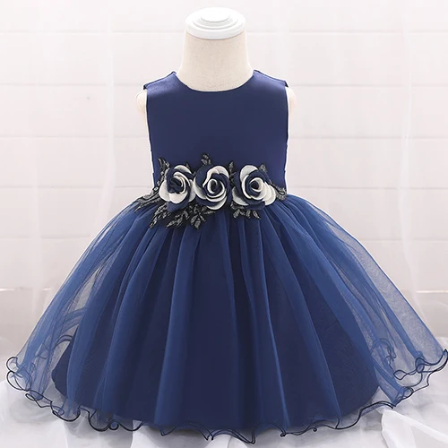 Летнее платье-пачка принцессы с пайетками для маленьких девочек 1 лет; платье для дня рождения; костюм для маленьких девочек; одежда для маленьких девочек - Цвет: L1881 Dark blue