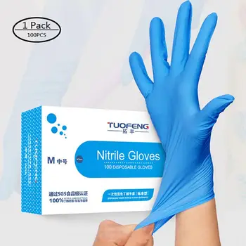 

100 PCS Black/Blue/White Nitrile Gloves Disposable Powder Free Gloves Latex Rubber Free for Home Kitchen Office Cleaning Cooking