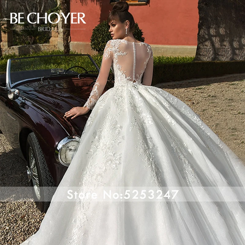 Винтажное бальное платье с аппликацией, свадебное платье beckhoyer N119 с длинным рукавом, украшенное бисером, платье для невесты принцессы, Vestido de Noiva