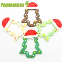Fosmeteor – anneau de dentition en Silicone, arbre de noël, mignon, pendentifs de qualité alimentaire, accessoires de bricolage, soins, jouets pour bébé 