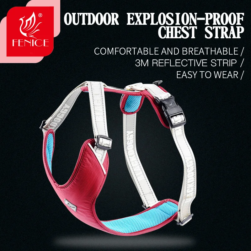 

Fenice Pet Reflective Nylon Dog Harness No Pull Adjustable Medium Large Naughty Dog Vest Safety Vehicular Lead Walking Running