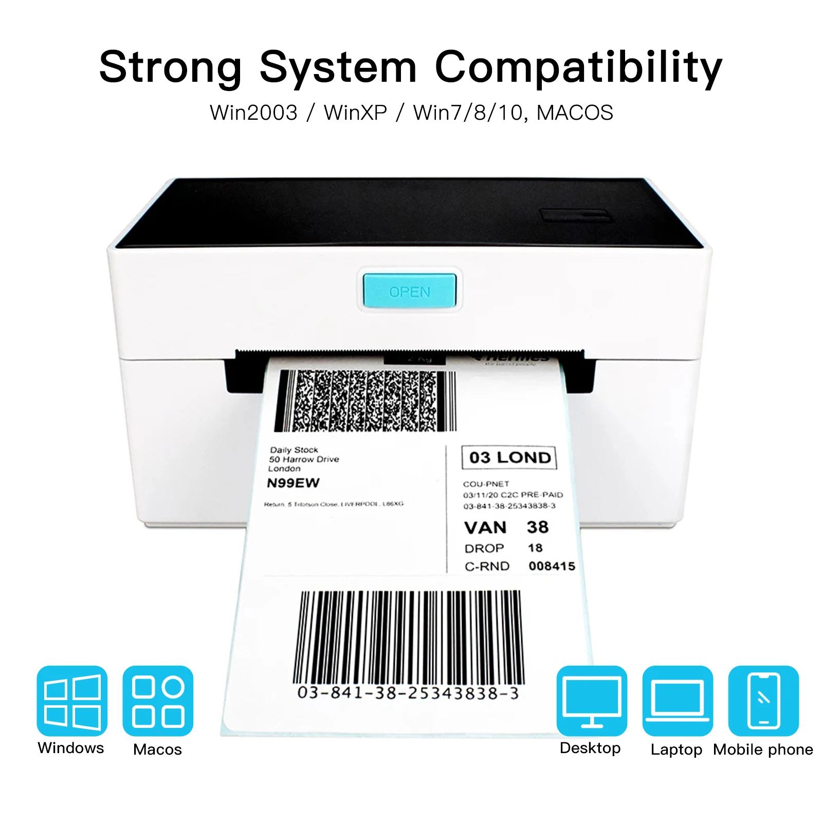 Impresora térmica de etiquetas de escritorio, máquina de impresión de  etiquetas de alta velocidad, conexión USB y BT, 4x6 paquete de envío, 160  mm/s|Impresoras| - AliExpress
