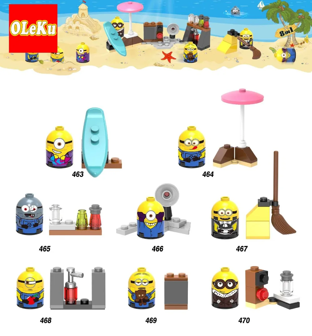 

Singel Sale YELLOW MAN Despicable Me Cartoon Anime Movie Action Figures Building Blocks Children Gift Toys