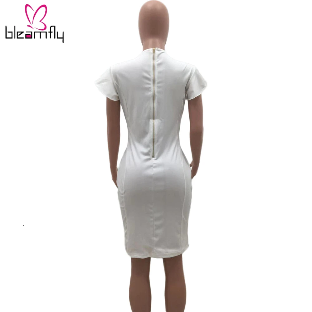 2019 женское летнее Новое однотонное облегающее платье миди с оборками и рукавами