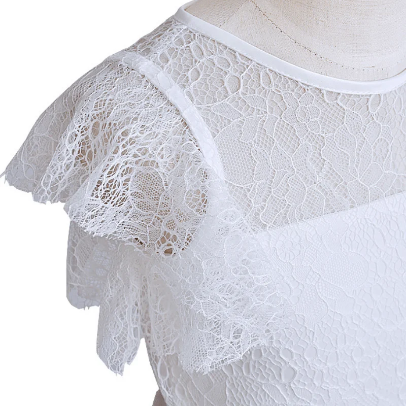 Girl Princess Vintage Lace Dress Long Child Gauze Floral Vestido Bow White Ivory Birthday Party Wedding Baby Clothes 4-13Y