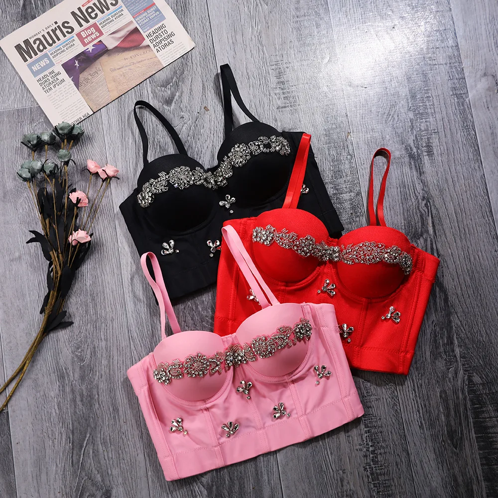A1050 Korean Party Wrapped Chest Slim Pad Fish Bone Camisole Women New Sexy Small Steel Bustier Corset Vest Crop Tops