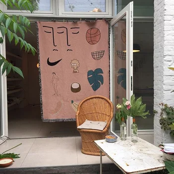 

Sofa blanket cover blanket sleep blanket lunch break office simple single decorative bed tapestry net red photo line blanket.