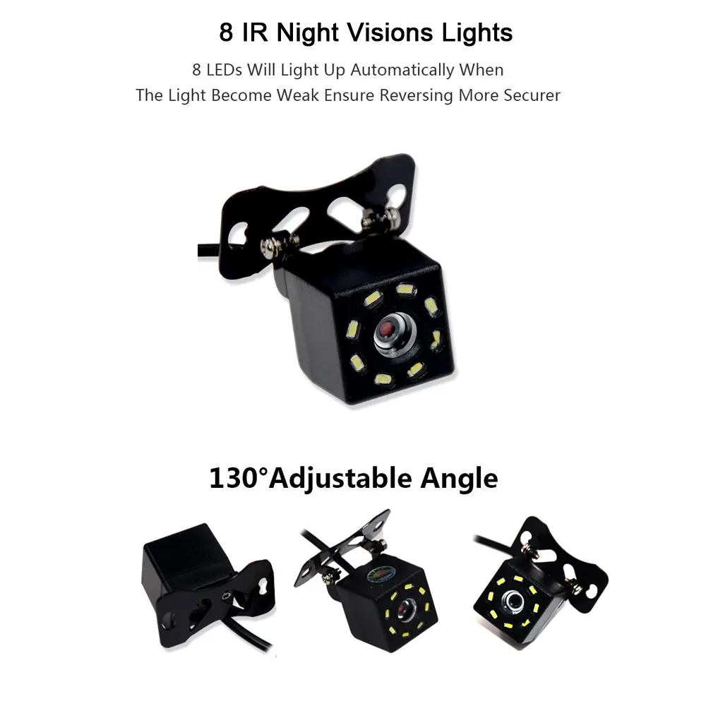 Новинка, Автомобильная камера заднего вида, универсальная камера заднего вида, 8 светодиодный, ночное видение, камера заднего вида, широкий угол
