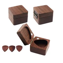 

Wood Guitar Pick Box Wood Picks 3 Wood Guitar Pick +1 Wood Pick Box 4x4cm Portable Storage Case Ukulele Bass Guitar Accessories