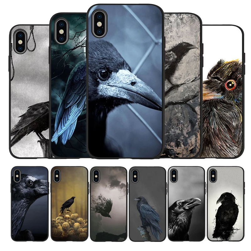 Черный силиконовый чехол для телефона Raven Dark Crow iPhone 13 12 XR XS Max 5 5S SE 2020 6 6S PLUS 7 8 X 11pro 11 |