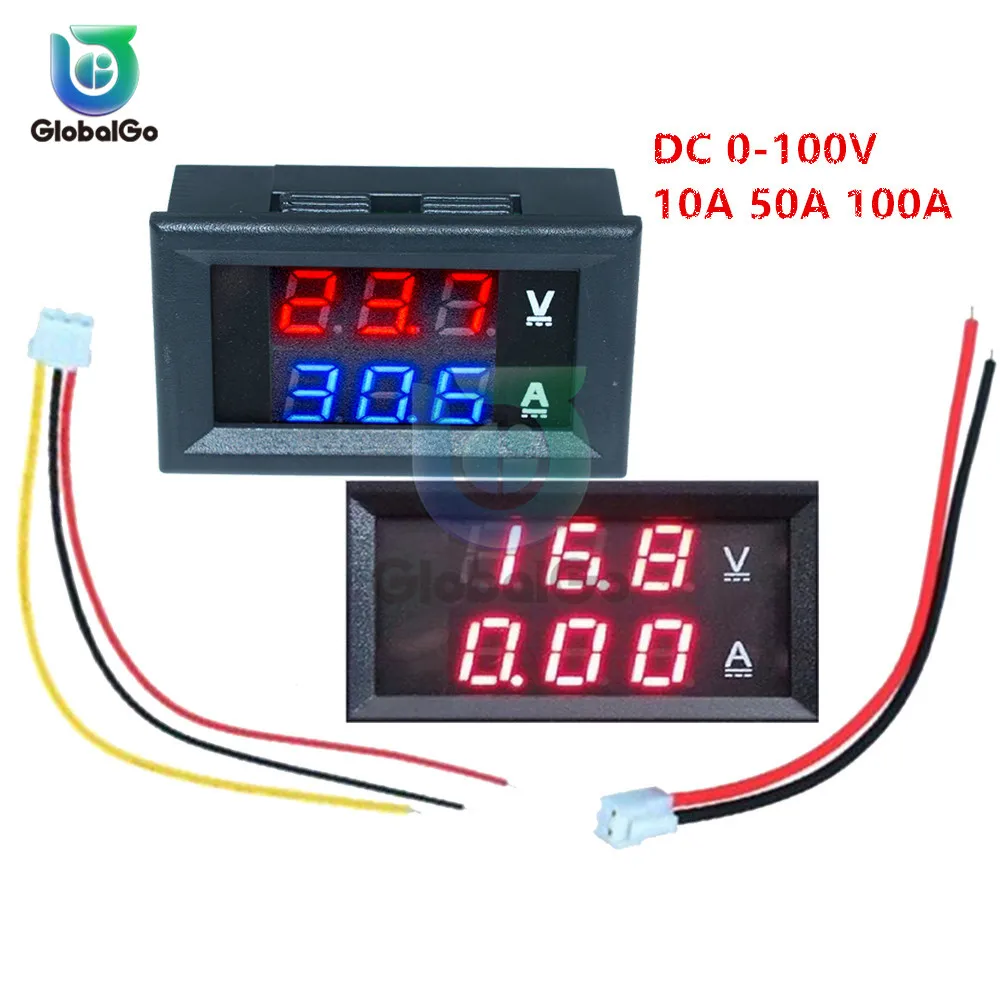 

Digital Car Voltmeter Ammeter Motorcycle Voltage Indicator Tester Current Meter Tester 12V 2pin 3pin Cable DC100V 10A 50A 100A
