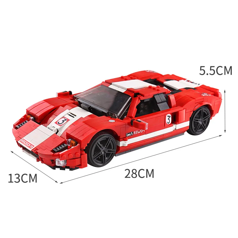 Совместимость с Tehnic MOC 20825 Red Phanton Fords GT Модель гоночного автомобиля Lepining