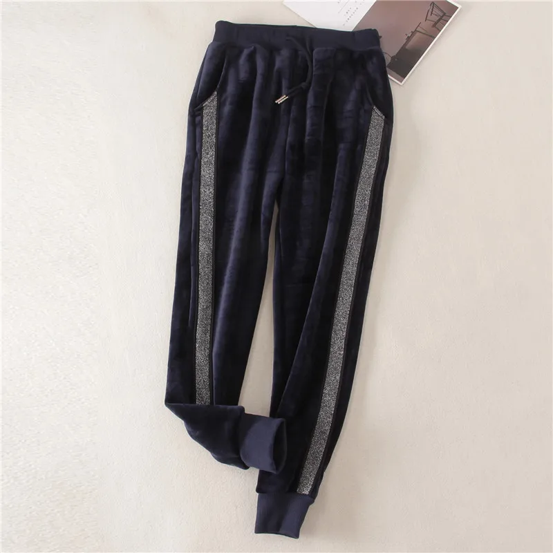 

Gold velvet plus velvet women's winter thick loose large size double-faced velvet Harlan feet high waist casual pants