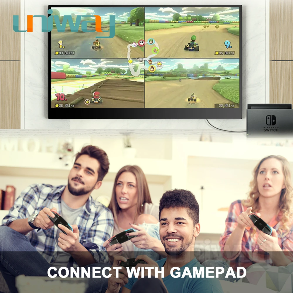 Uniway 15 6 дюйма Экран Портативный ЖК монитор HDMI Тип usb c USB C IPS для ноутбука XBox