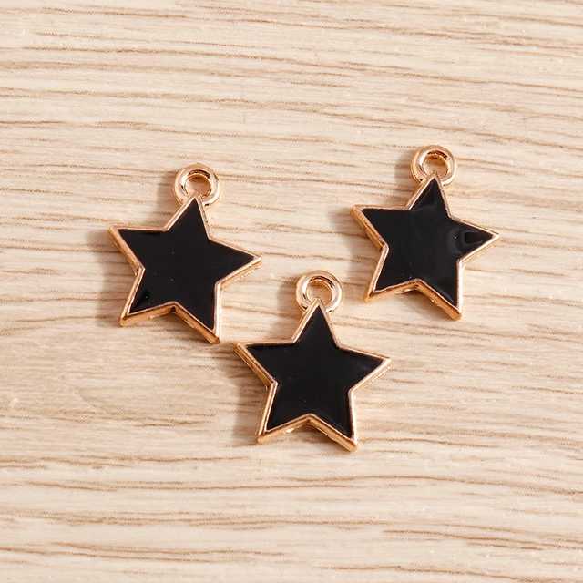 10pcs/lot Enamel Alloy Enamel Charms for Jewelry Making Cute Moon Star Sun Charms Pendant for DIY Necklaces Earrings Accessories Black Color