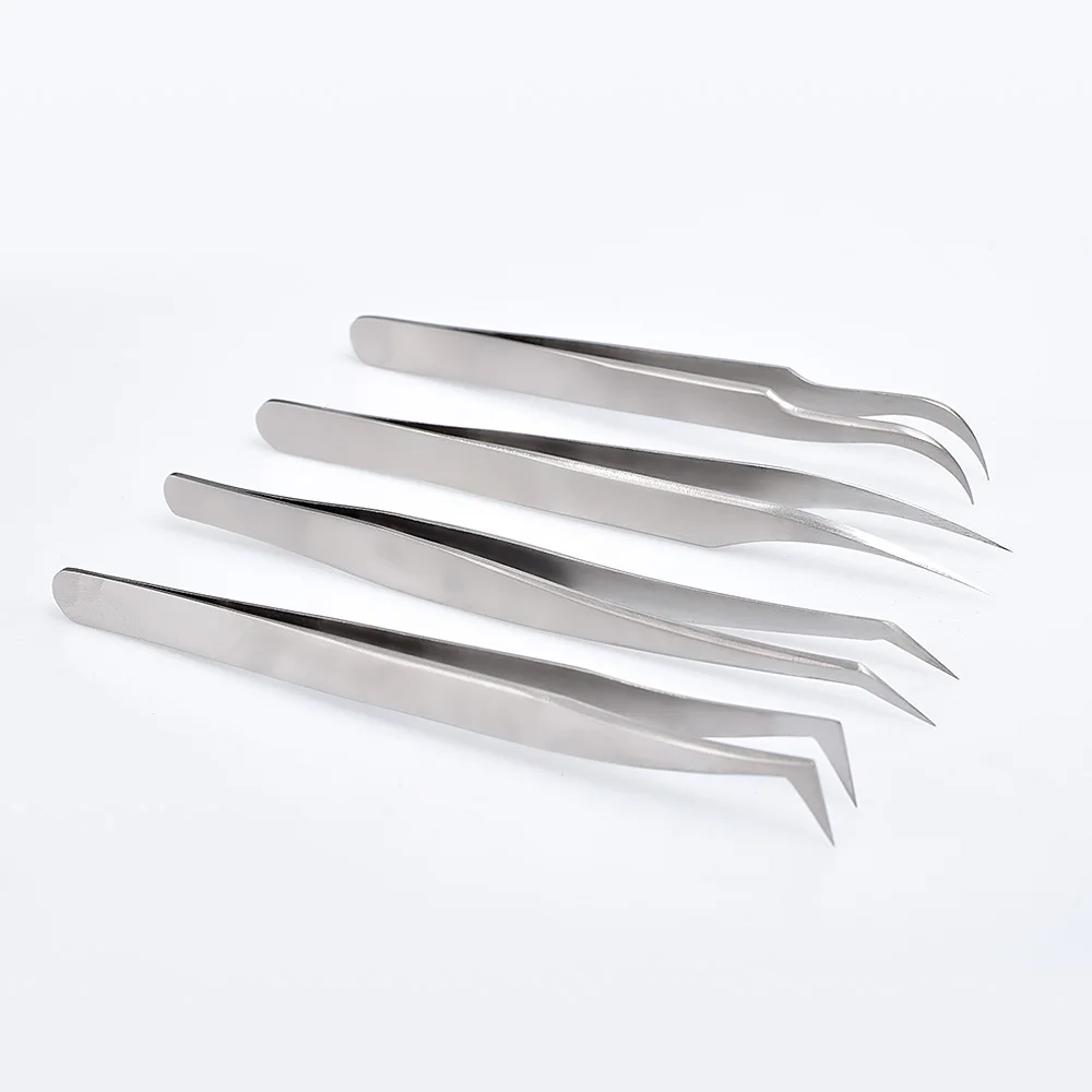 

1pcs Eyelash Extension Tweezers Makeup Stainless Steel Non-magnetic Pincet False Eyelash Tweezers 3D accurate tweezers