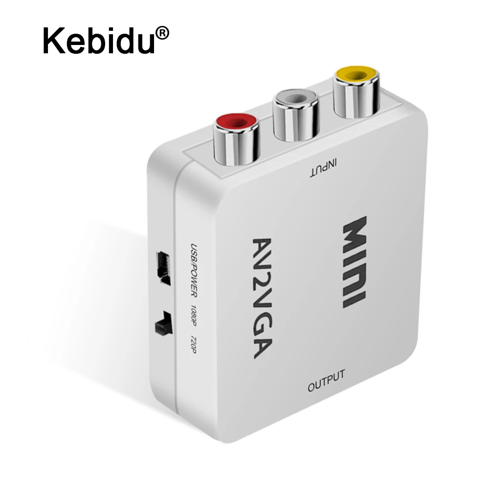 Преобразователь kebidu Mini HD AV2VGA преобразователь с аудио 3 5 мм VGA в AV для ПК на ТВ