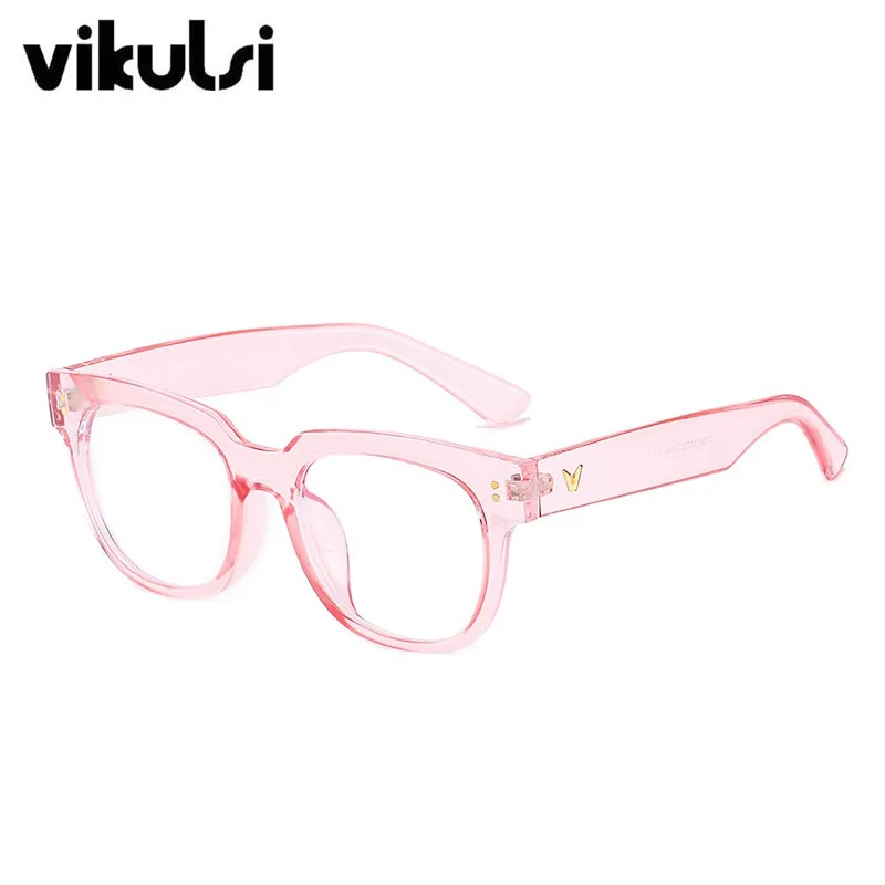Женские очки, оправа для мужчин, анти-голубые легкие очки, рамка для рисовых ногтей, винтажные круглые прозрачные линзы, очки, оптическая оправа для очков - Цвет оправы: C6 pink