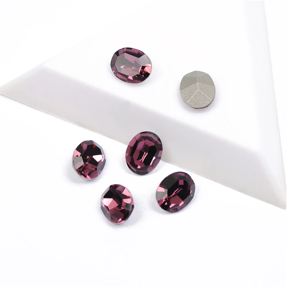 

YANRUO 4128 K9 Top Crystal Oval Shaped Amethyst sGlitter Rhinestones Glass Design Beauty Accessories DIY Nail Art Decorations