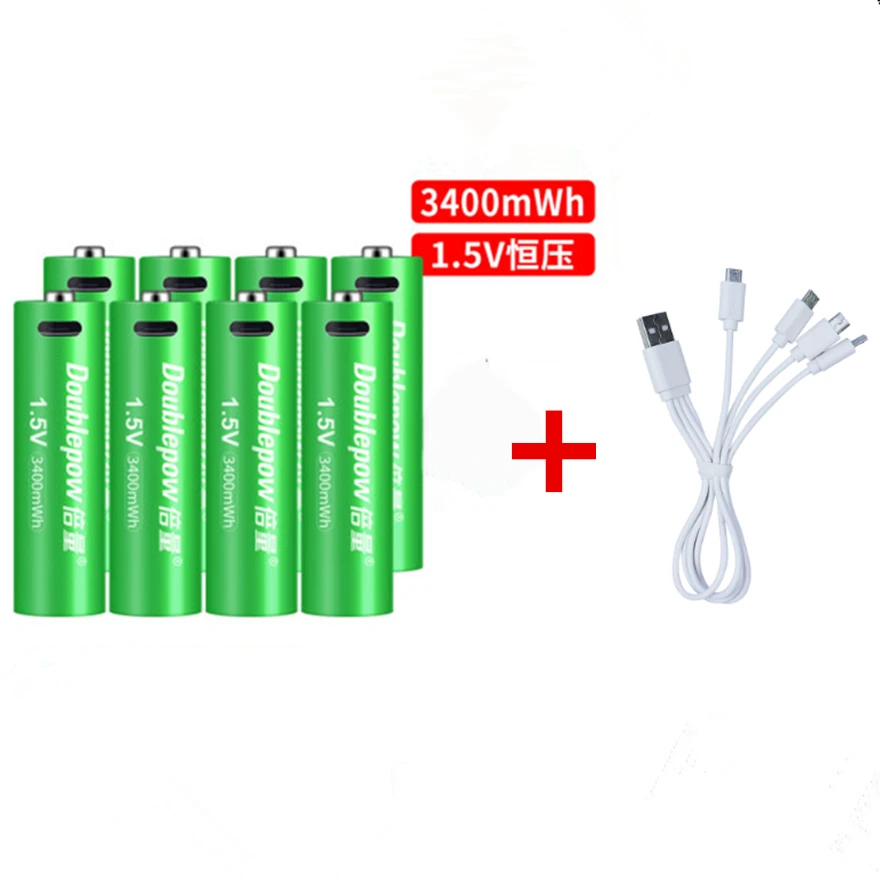 

New 1.5V AA rechargeable battery 3400mWh USB rechargeable lithium battery fast charging via Micro USB cable