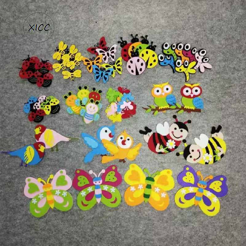 Non-woven Toy Animal Ladybug Bee Panda Butterfly Felt DIY Pack Kindergarten Decoration Primary School Classroom Wall Sticker Felt Fabric Sheet