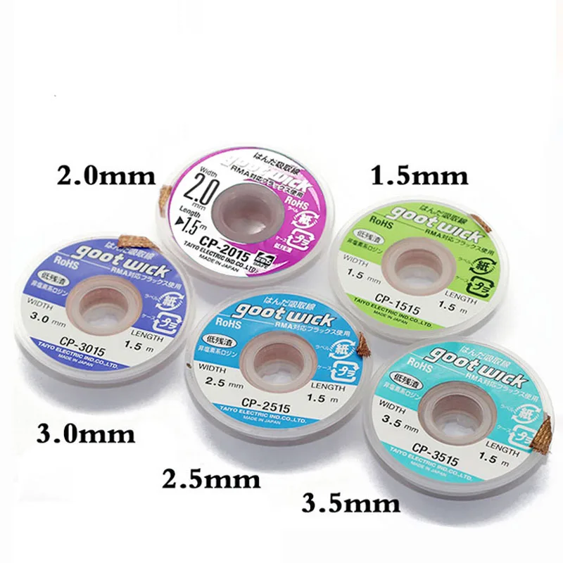 Desoldering Braid Wick - 2.0mm Width, 5 Feet Long, Rosin Flux, No Residue (Copper) 5 thumbnail image