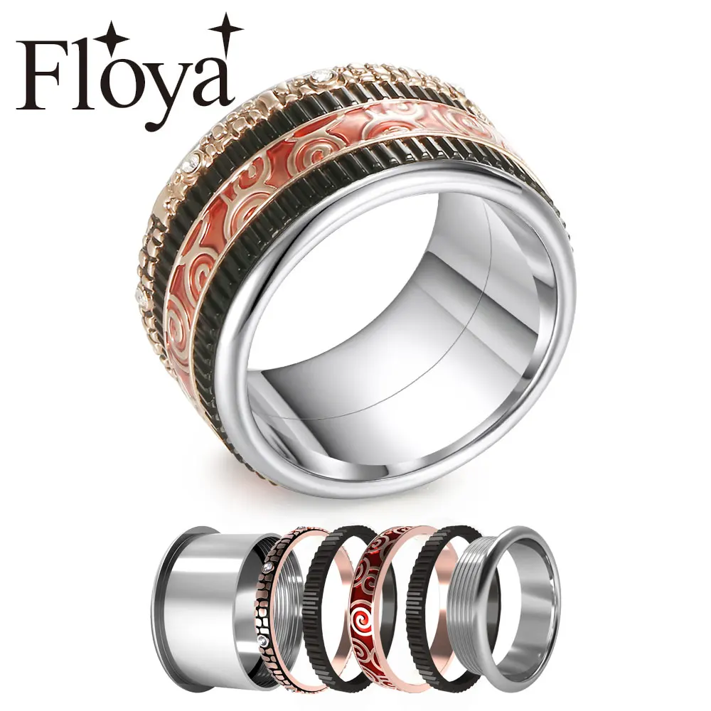 

Cremo Handmade Metal Black Rings For women Crystal Band Halloween Filled Interchangeable Ring Femme Bijoux Making Supplies Craft