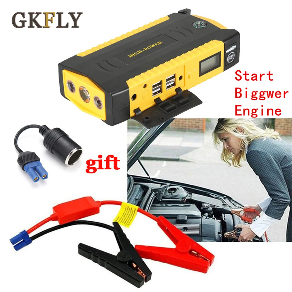 Ceny GKFLY o dużej pojemności 16000mAh urządzenie zapłonowe Booster 12V przenośny do samochodu urządzenie do awaryjnego uruchamiania kable Power Bank akumulator rozruchowy samochodu ładowarka