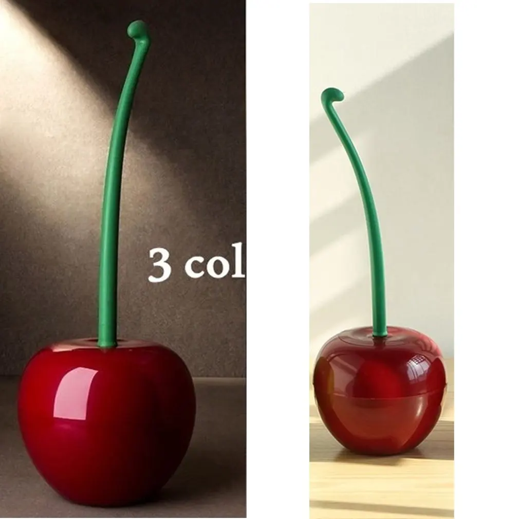 Novelty Cute Cherry-shaped Restroom Toilet Brush And Holder Set Of Bathroom Hot 