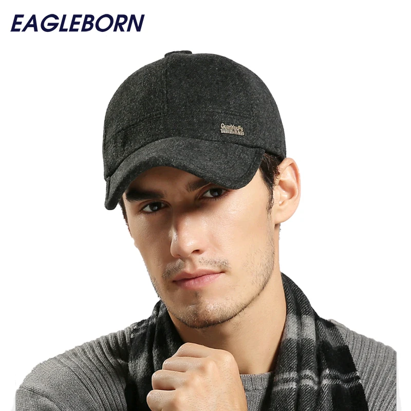 2020 осенне зимние шапки с ушами одноцветная Регулируемая Мужская Бейсбольная