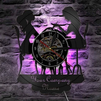 

DIY Nail Salon Name Wall Clock Modern Design Customized Your Logo Salon Beauty Shop Vinyl Record Clock LED Wall Watch Home Decor