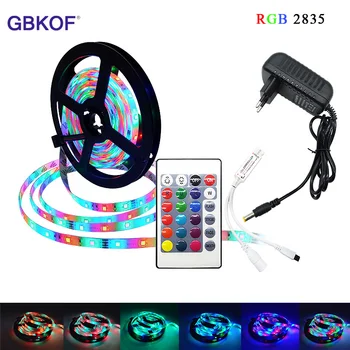 

RGB LED Strip Light 2835 DC12V Ribbon Waterproof/No Waterproof Flexible LED Diode Tape 60LEDs/m 5M LED Strip for Home Decoration