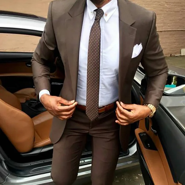 2020 Latest Coat Pants Designs Brown Men Suit Slim Fit Fashion Tuxedos Wedding Business Party Dress Jacket Pants Tailor Made Suits Aliexpress