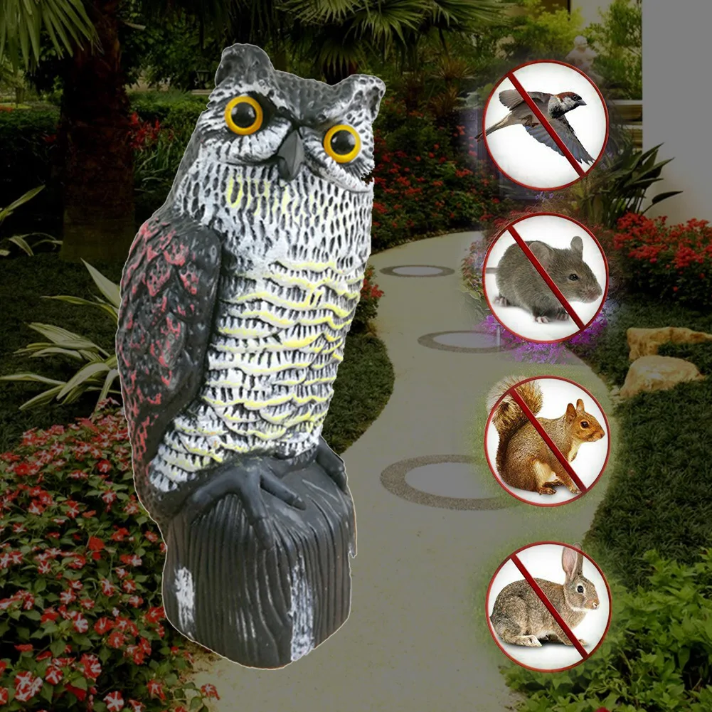 

Decor Fake Ornaments Owl Decoy Home Tool Protection Pest Control Garden Realistic Lifelike Solar Powered Bird Scarer Yard