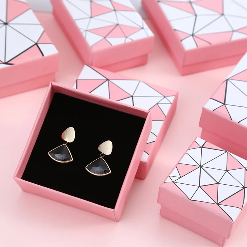 24pcs Wholesale Jewelry Box Necklace Pendant Gift Packaging Earrings Trinket Display Case Jewelry Organizer For Wedding Party