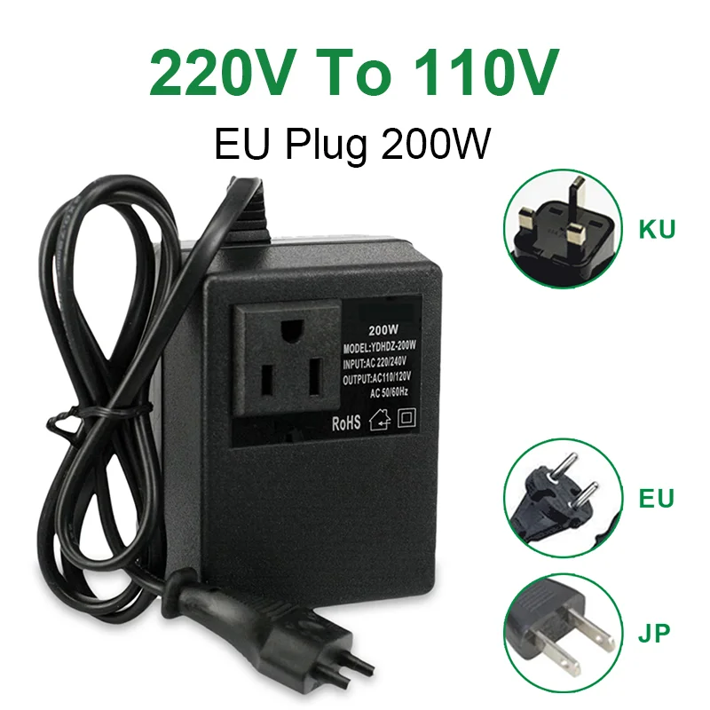 NUOVO 200W Convertitore di Tensione Trasformatore Step-Imbottiture 220V A  110V AC Step Imbottiture Da Viaggio Trasformatore di Tensione Convertitore