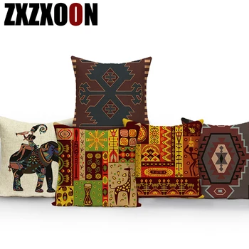 

African Woman Cushion Cover Dancing Lady Africa Geometric Pillow Covers Pillow Cases Color Cloth Bedroom Sofa Decoration Ethnic